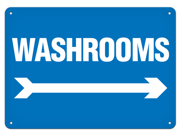 WASHROOMS WITH RIGHT ARROW PrimeGuard® Safety Sign