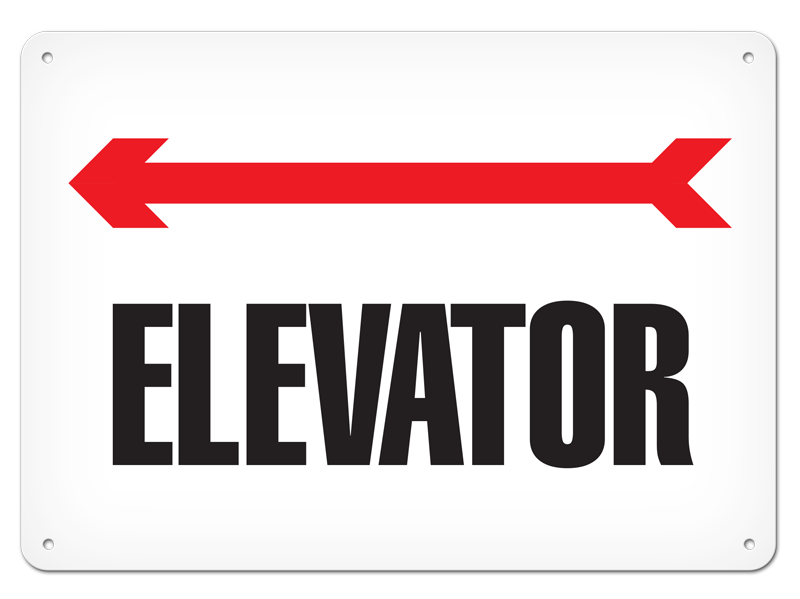 ELEVATOR with Left Arrow PrimeGuard® Egress Marking Safety Sign