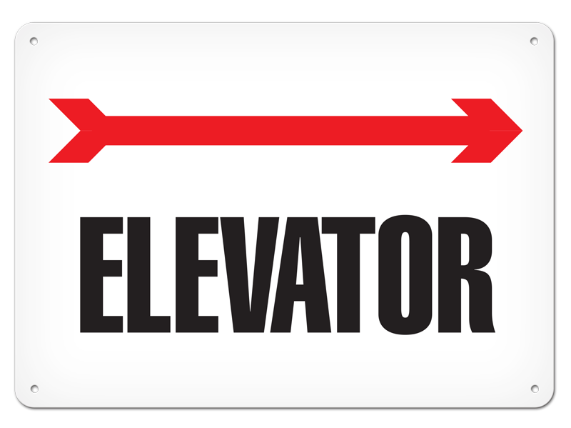 ELEVATOR with Right Arrow PrimeGuard® Egress Marking Safety Sign
