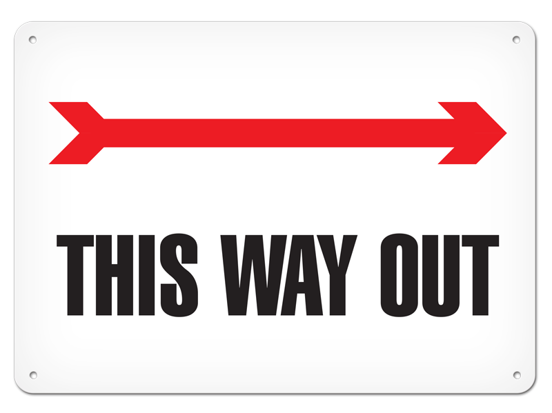 THIS WAY OUT with Right Arrow PrimeGuard® Egress Marking Safety Sign 