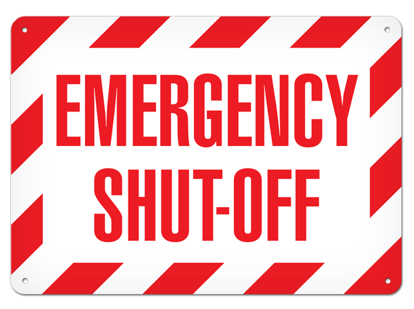 EMERGENCY SHUT-OFF PrimeGuard® Safety Sign