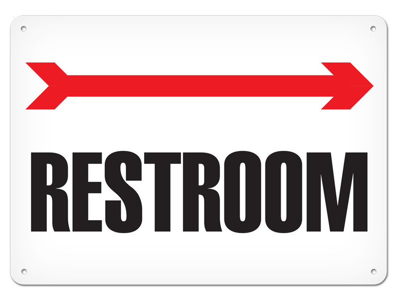 RESTROOM with Right Arrow PrimeGuard® Safety Sign