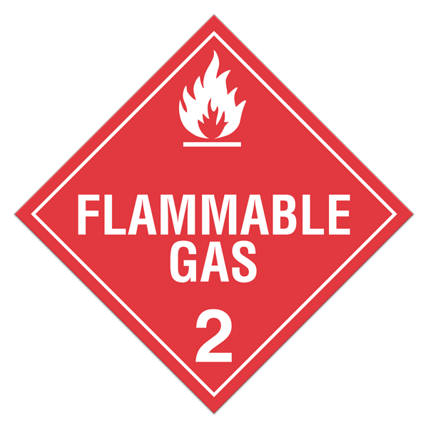 Class 2.1 FLAMMABLE GASES DOT Worded Hazmat Placards (100 /pkg) 