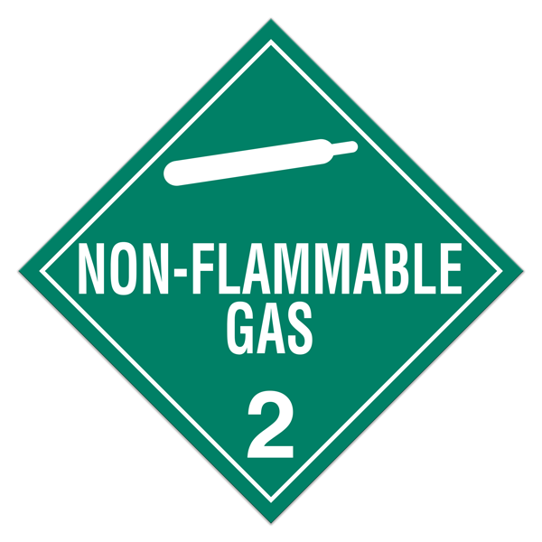 Class 2.2 NON-FLAMMABLE GASES DOT Worded Hazmat Placards (100 /pkg) 
