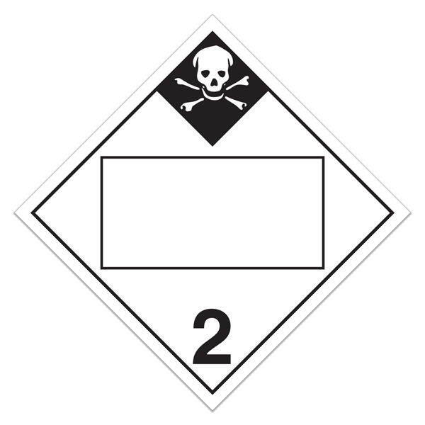Class 2.3 INHALATION HAZARD Blank UN PIN Box DOT Worded Hazmat Placards (100 /pkg)