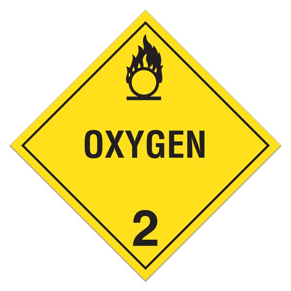 Class 2 OXIDIZING GASES DOT Worded Hazmat Placards (100 /pkg) 