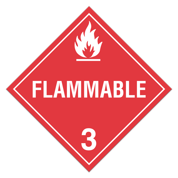 Class 3 FLAMMABLE LIQUIDS DOT Worded Hazmat Placards (100 /pkg) 