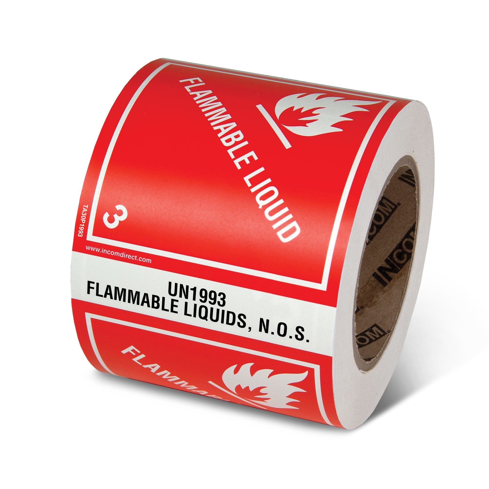 TA30P1993 Class 3 UN1993 FLAMMABLE LIQUID N.O.S. Hazmat Hazardous Material DOT Worded Preprinted Tabbed Shipping Labels (4 in x 4.75 in) 500 /roll
