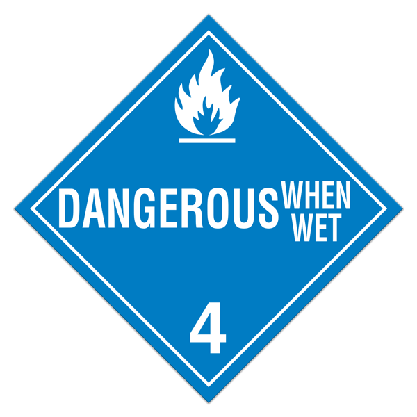 Class 4.3 WATER REACTIVE SUBSTANCES Worded Hazmat Placards (100 /pkg) 