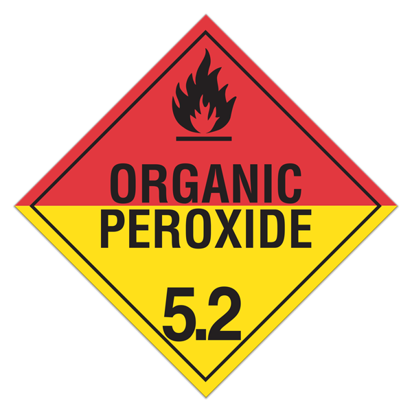 Class 5.2 ORGANIC PEROXIDE Worded Hazmat Placards (100 /pkg) 