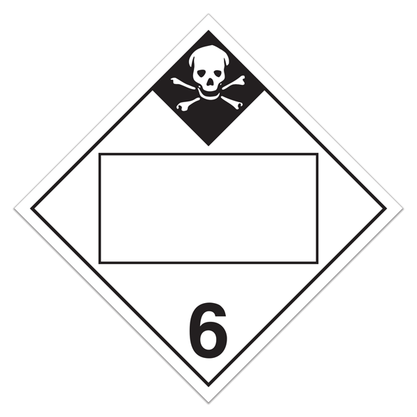 Class 6 INHALATION HAZARD Blank UN PIN Box DOT Worded Hazmat Placards (100 /pkg)