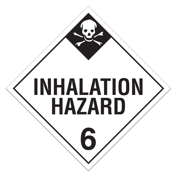 Class 6 INHALATION HAZARD Blank UN PIN Box DOT Worded Hazmat Placards (100 /pkg)