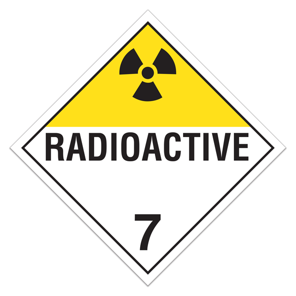 Class 7 RADIOACTIVE MATERIALS Worded Hazmat Placards (100 /pkg) 