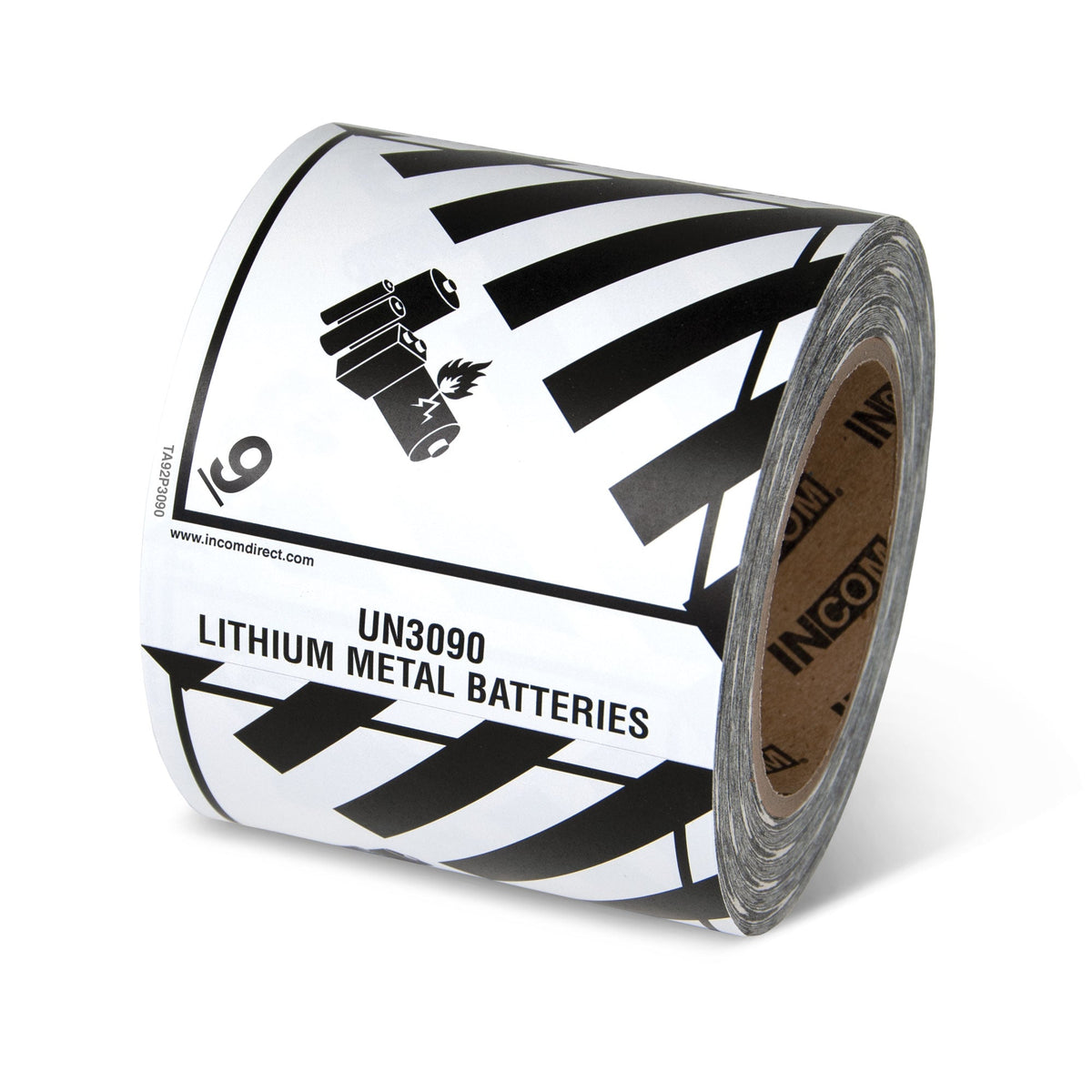 TA92P3090 Class 9 UN3090 MISCELLANEOUS PRODUCTS LITHIUM METAL BATTERIES Hazmat Hazardous Material DOT Worded Preprinted Tabbed Shipping Labels (4 in x 4.75 in) 500 /roll