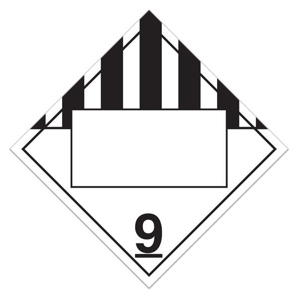 Class 9 MISCELLANEOUS SUBSTANCES Blank UN PIN Box DOT Worded Hazmat Placards (100 /pkg)