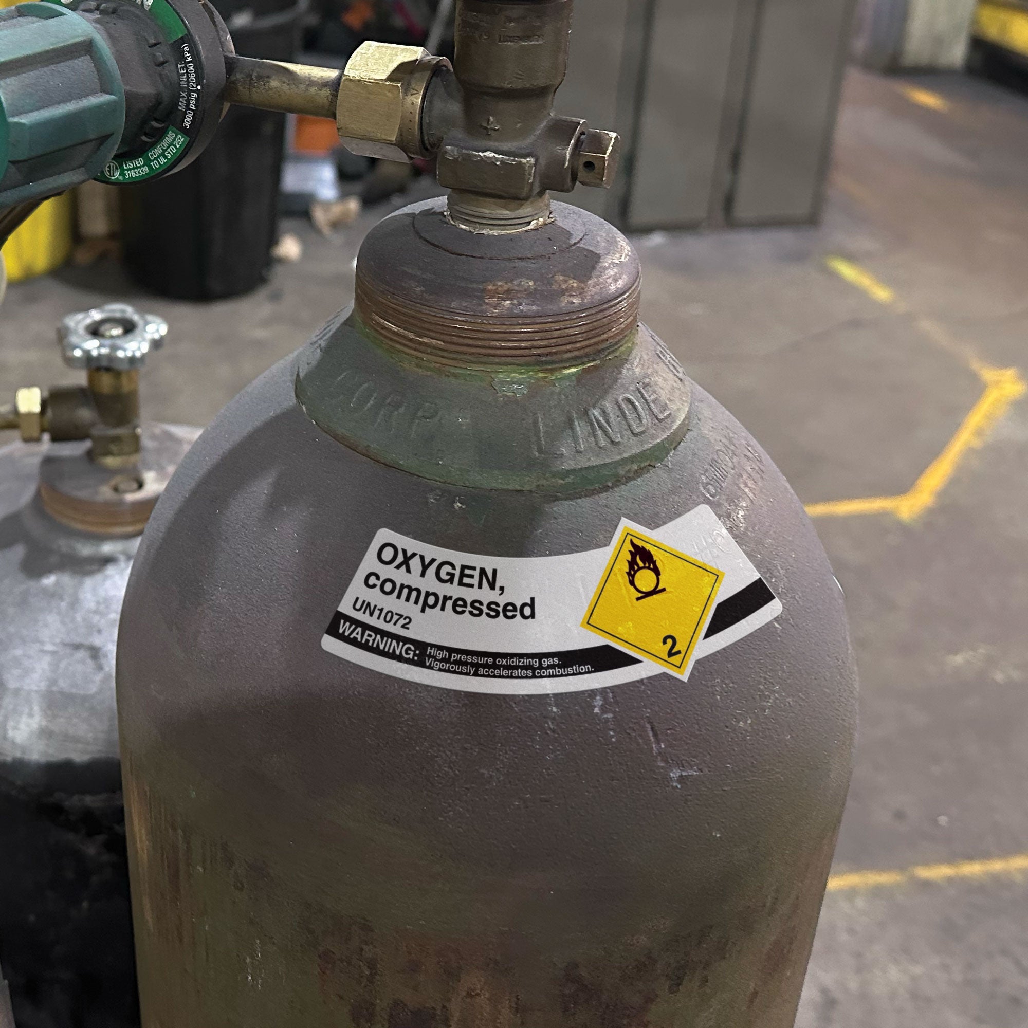 TDG Hazardous Material Canadian and International Gas Cylinder Shoulder Label (2" x 5.25") 500 /roll applied to the collar of gas cylinder