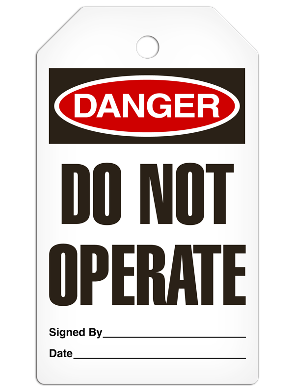 DANGER DO NOT OPERATE DuraPly™ Safety Tag (25/pkg) -FRONT