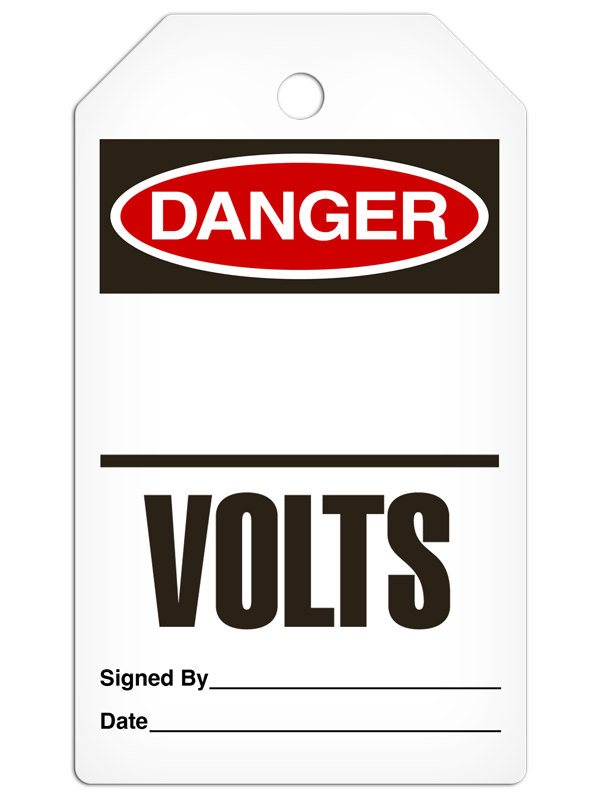 DANGER ____ VOLTS DuraPly™ Safety Tag (25/pkg) -FRONT