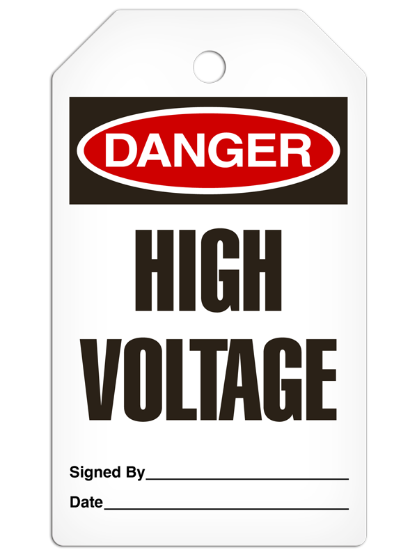 DANGER HIGH VOLTAGE DuraPly™ Safety Tag (25/pkg) -FRONT