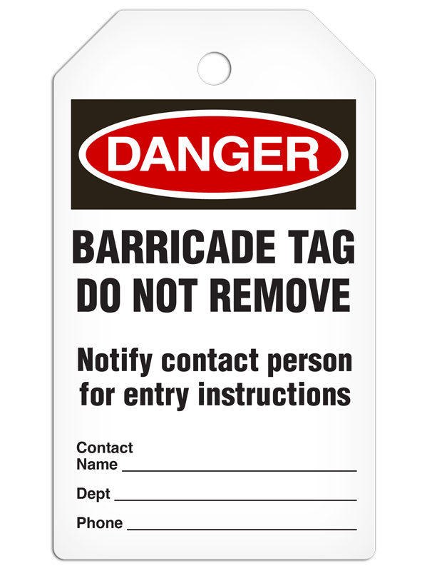 DANGER BARRICADE TAG DuraPly™ Safety Tag (25/pkg) - BACK