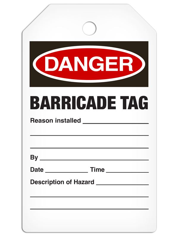 DANGER BARRICADE TAG DuraPly™ Safety Tag (25/pkg) - FRONT