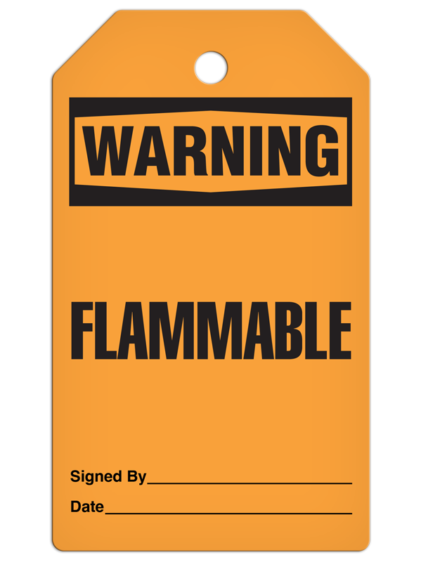 WARNING FLAMMABLE DuraPly™ Safety Tag (25/pkg) - FRONT