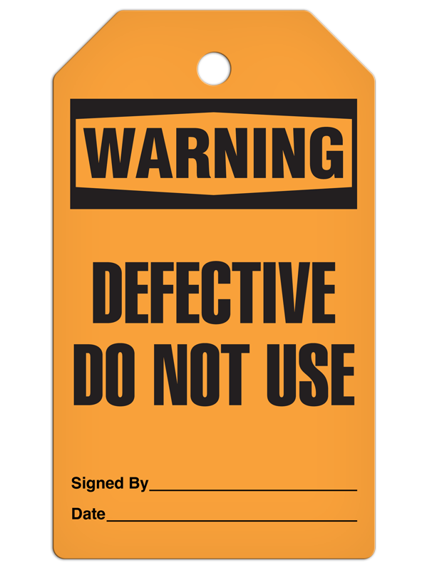 WARNING DEFECTIVE DO NOT USE DuraPly™ Tag (25/pkg) -Front