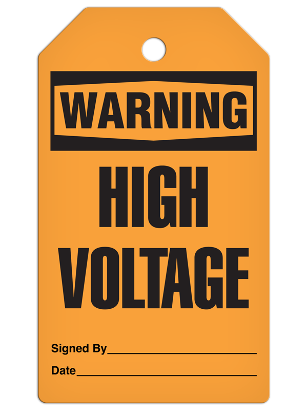 WARNING HIGH VOLTAGE DuraPly™ Tag (25/pkg)