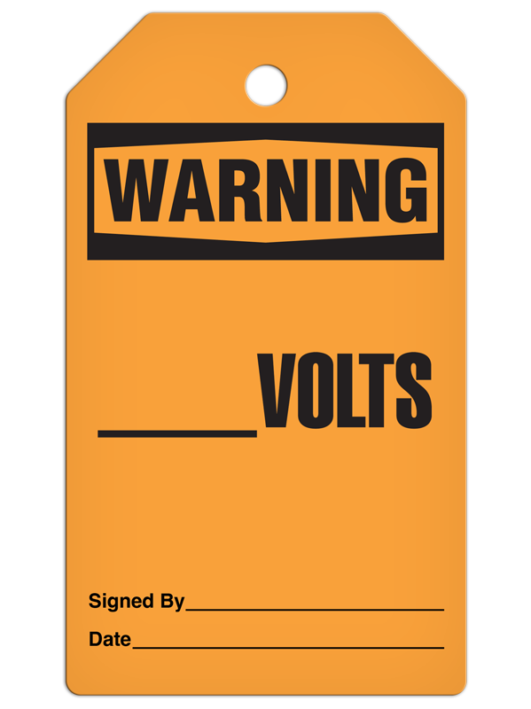 WARNING ______ VOLTS DuraPly™ Tag (25/pkg)