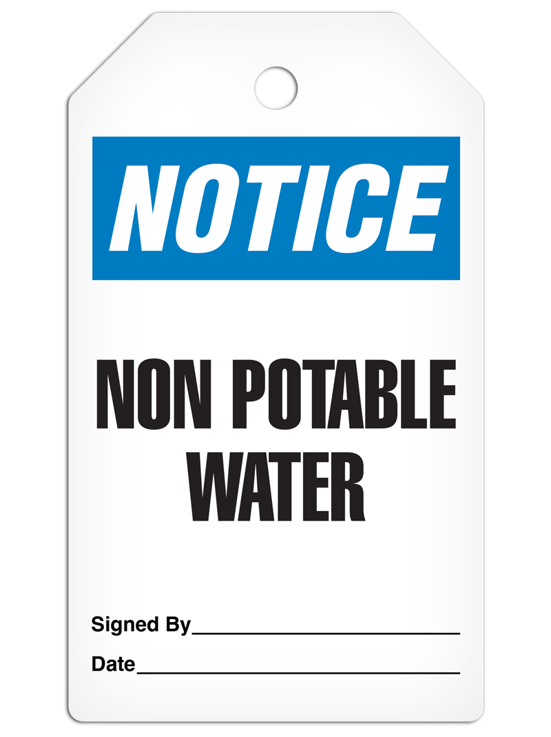 NOTICE NON POTABLE WATER DuraPly™ Tag (25/pkg) - FRONT