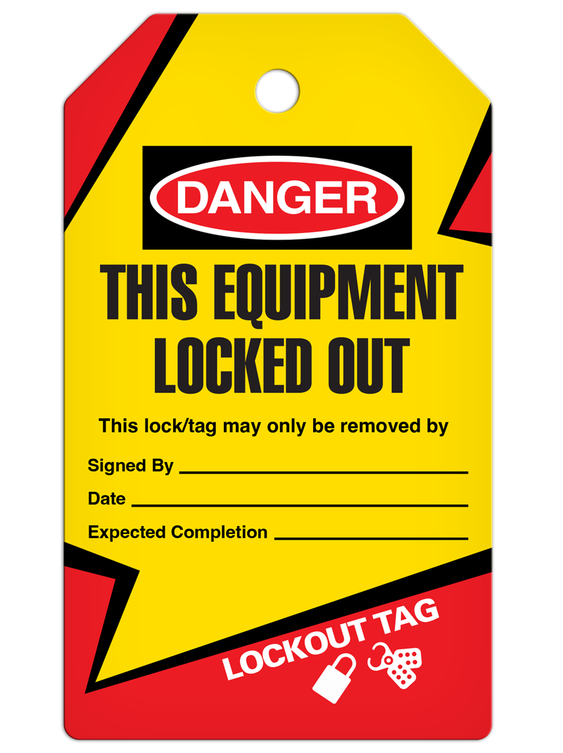 LOCKOUT THIS EQUIPMENT LOCKED OUT DuraPly™ Tag (25/pkg) - FRONT