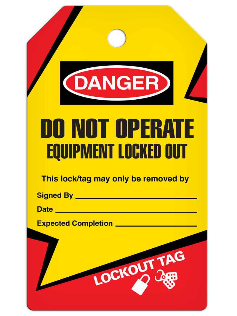 LOCKOUT DO NOT OPERATE EQUIPMENT LOCKED OUT DuraPly™ Tag (25/pkg) - FRONT