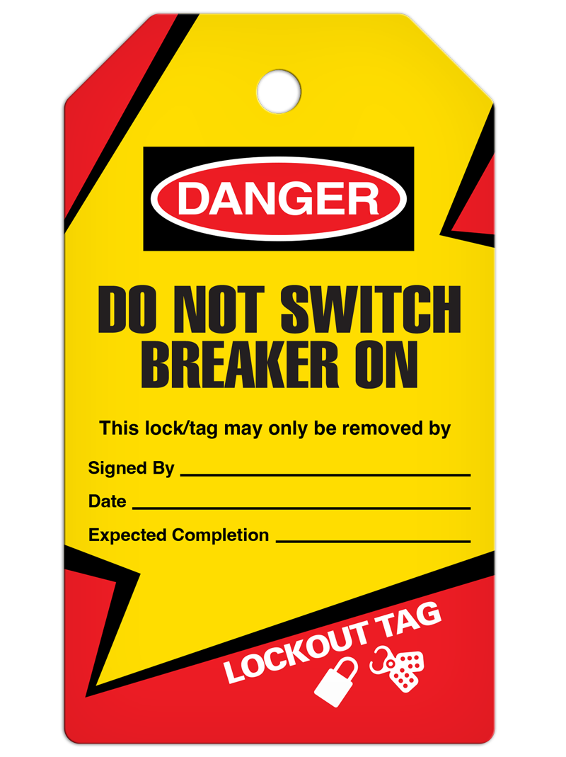 LOCKOUT DO NOT SWITCH BREAKER ON DuraPly™ Tag (25/pkg) - FRONT