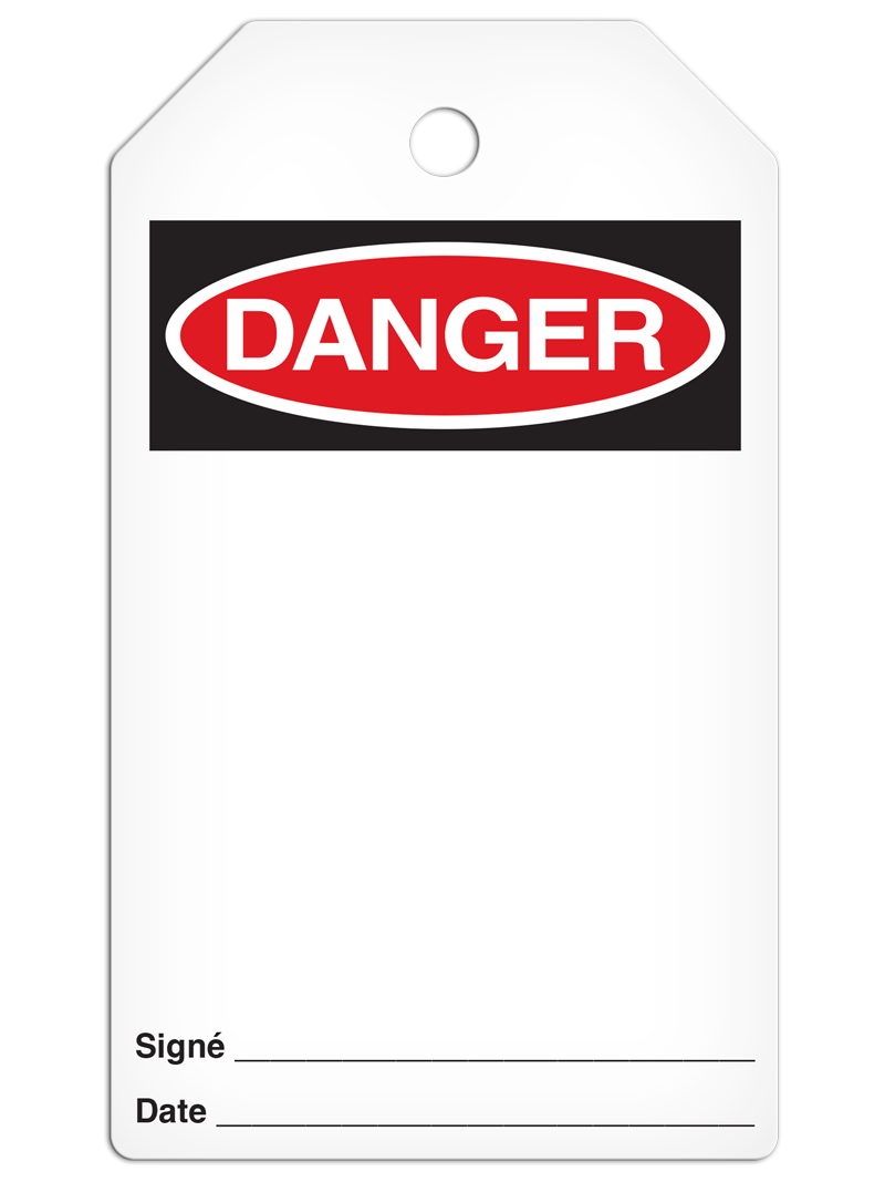 DANGER Vide/Blank French DuraPly™ Tag (25/pkg) - FRONT