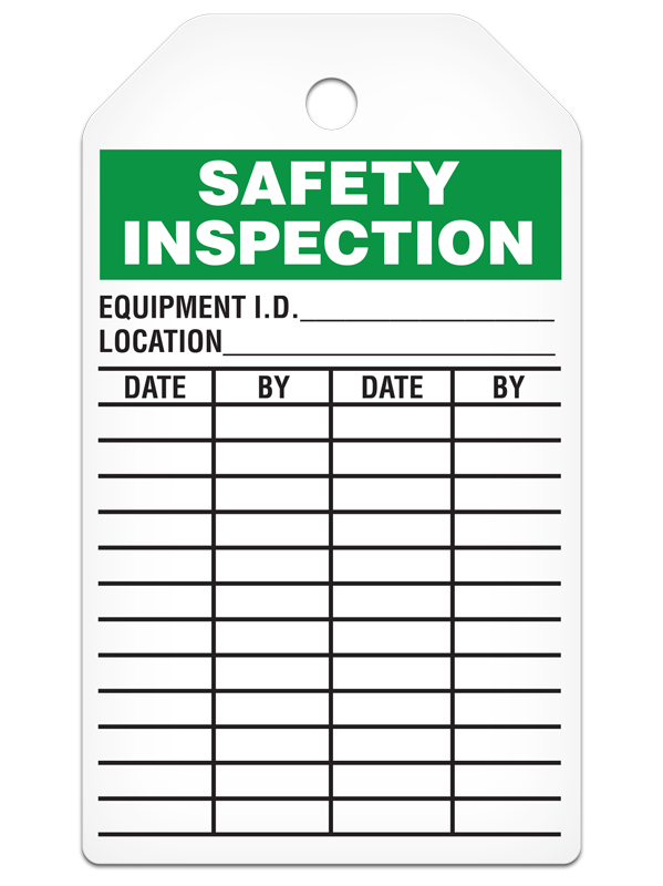 SAFETY INSPECTION  DuraPly™ Safety Tag (25/pkg) - FRONT