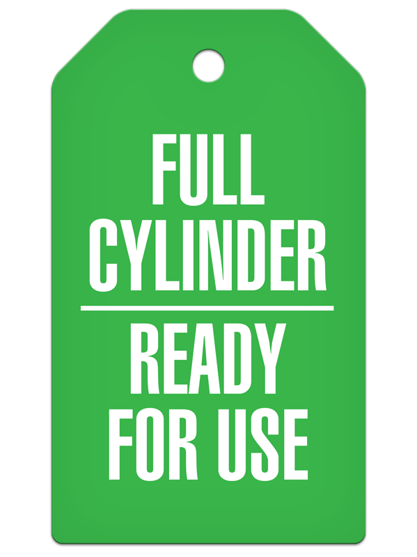 FULL CYLINDER READY FOR USE DuraPly™ Safety Tag (25/pkg) - FRONT