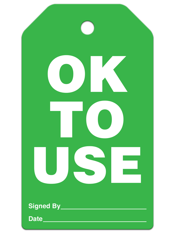 OKAY TO USE DuraPly™ Safety Inspection Tag (25/pkg) - BACK