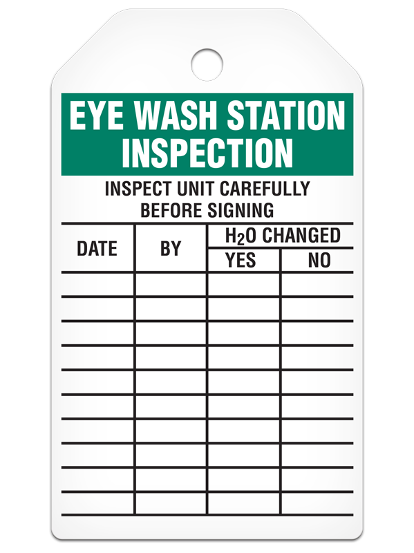 EYE WASH STATION INSPECTION DuraPly™ Safety Tag (25/pkg) - BACK