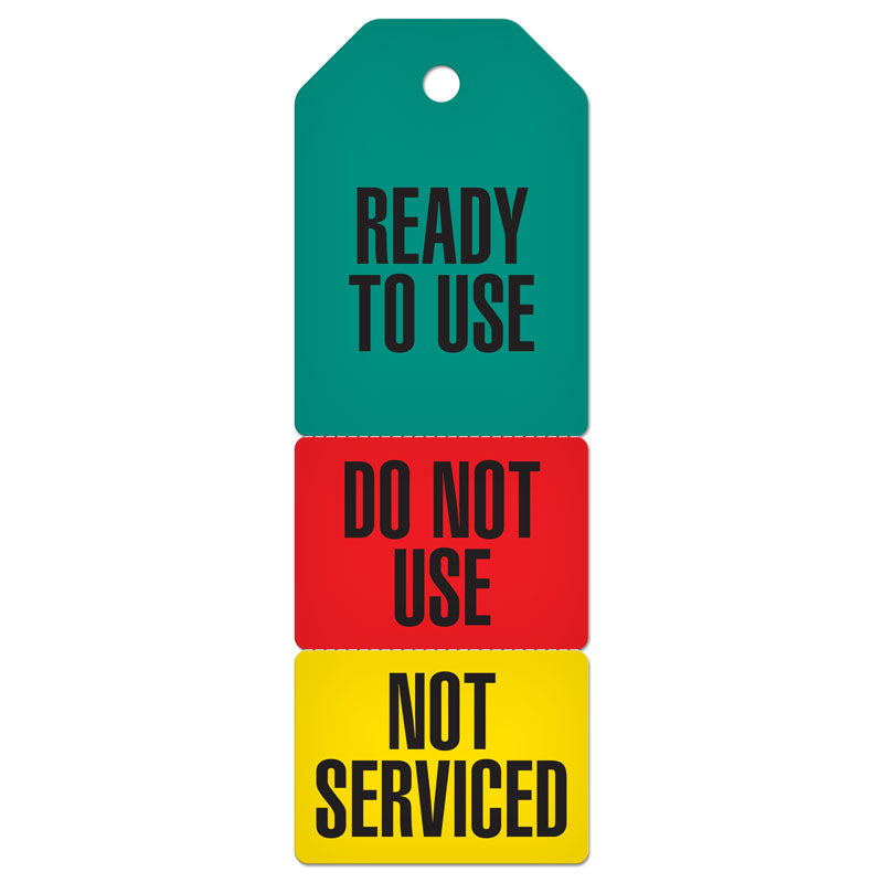 TG8035PT 3-Part Perforated SERVICE STATUS INSPECTION DuraPly™ Tag (2.75 in x 7.9 in) 25 /pkg - FRONT