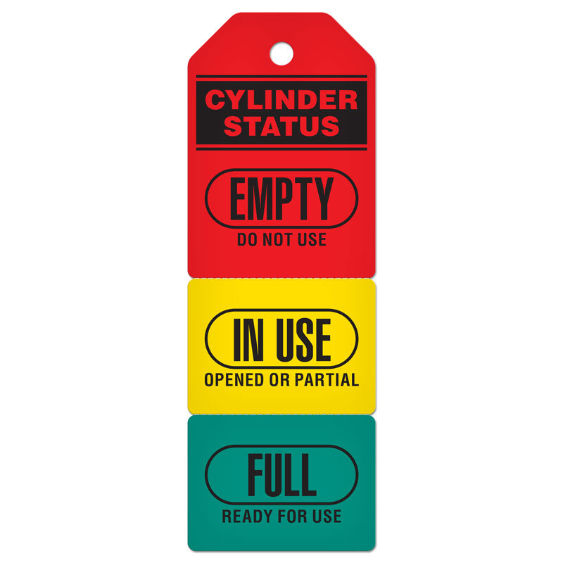 TG8036PT 3-Part Perforated CYLINDER STATUS INSPECTION DuraPly™ Tag (2.75 in x 7.9 in) 25 /pkg - FRONT