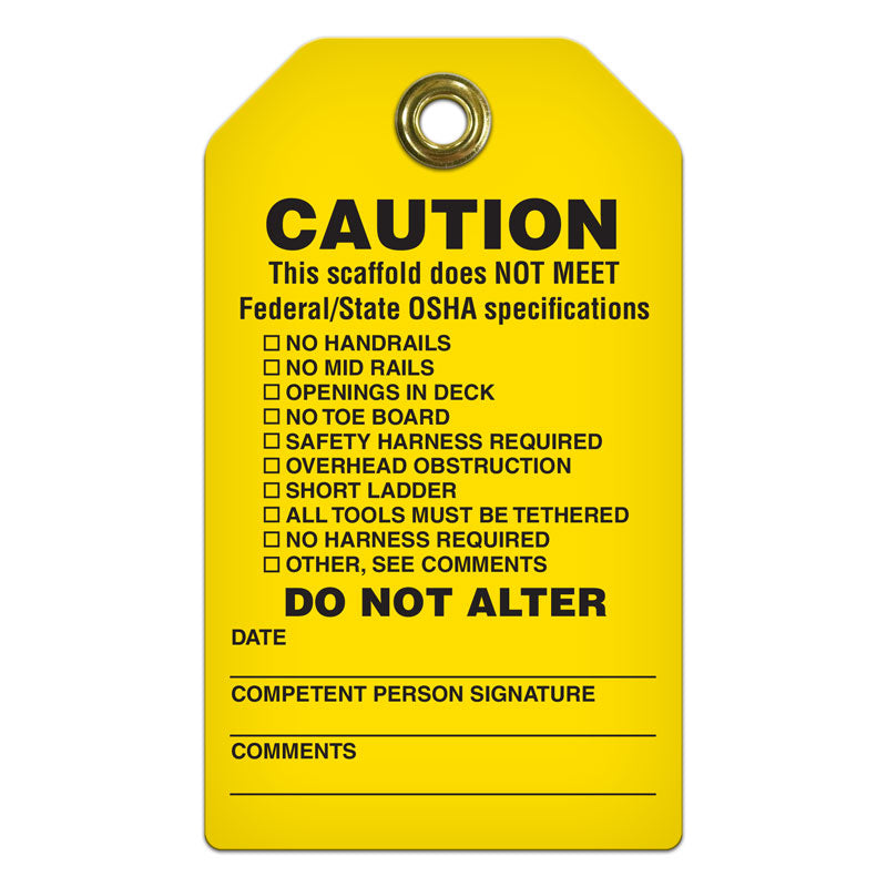 Heavy Duty SCAFFOLD CAUTION DO NOT ALTER DuraPly™ HD Safety Tag (3.375 in x 5.75 in)