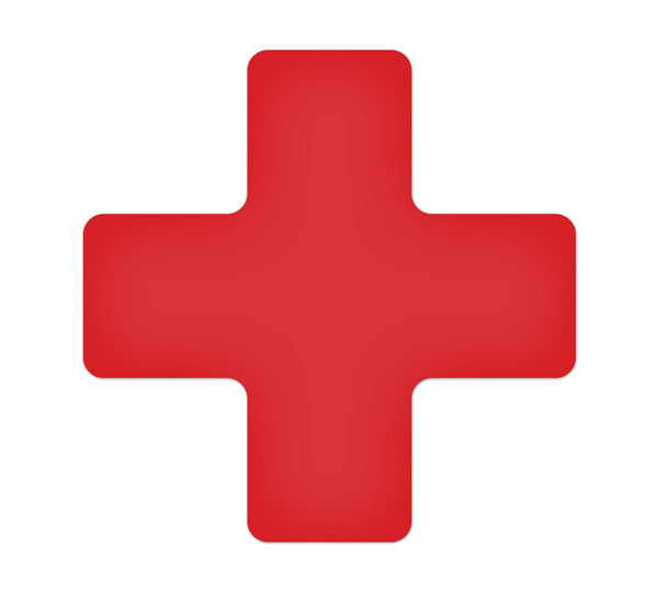  TM120R Red  "+" Shape 5S/Lean Tuff Mark™ High Traffic Durable Warehouse Adhesive Warehouse Floor and Position Markers (20 /pkg)