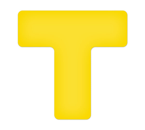  TM130Y Yellow  "T" Shape 5S/Lean Tuff Mark™ High Traffic Durable Warehouse Adhesive Warehouse Floor and Position Markers (20 /pkg)