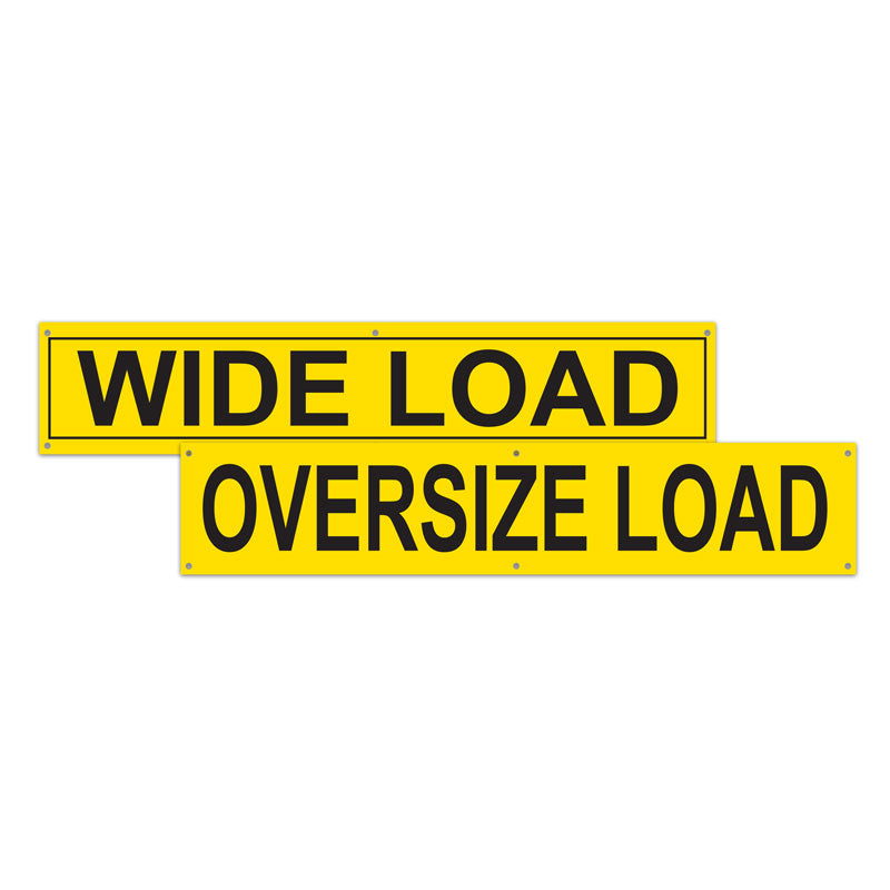 TS8014DSB 14 in x 72 in Yellow WIDE LOAD / OVERSIZE LOAD Double Sided Over-Dimensional Load Sign Banner