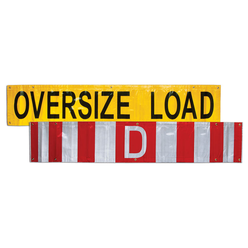 TS8015DSBR Ultra Durable OVERSIZE LOAD / "D" Double Sided Over-Dimensional Load Sign Refelctive Banner (12 in x 96 in)