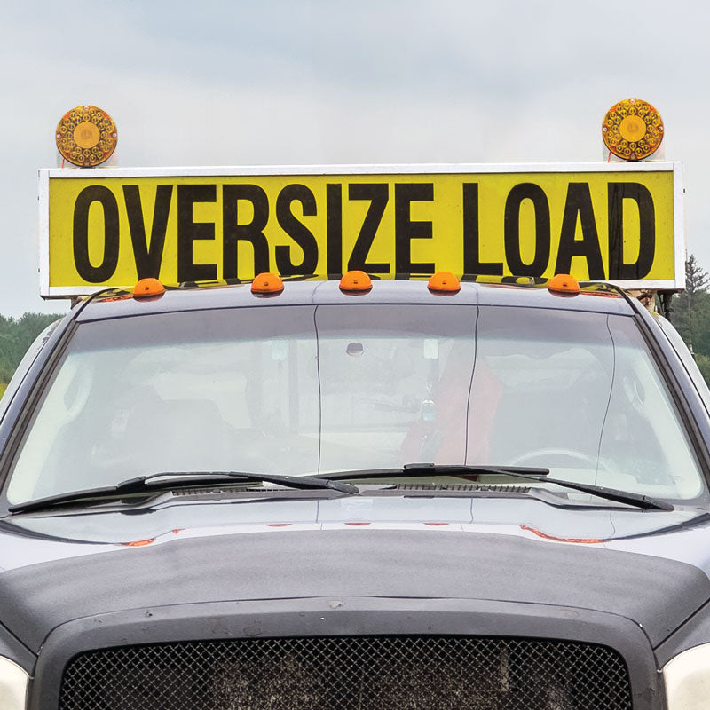 TS8130 Vehicle Mountable Illuminated Light-Up Pilot Car Sign Frame (72 in x 24 in x 5.5 in) mounted on a truck