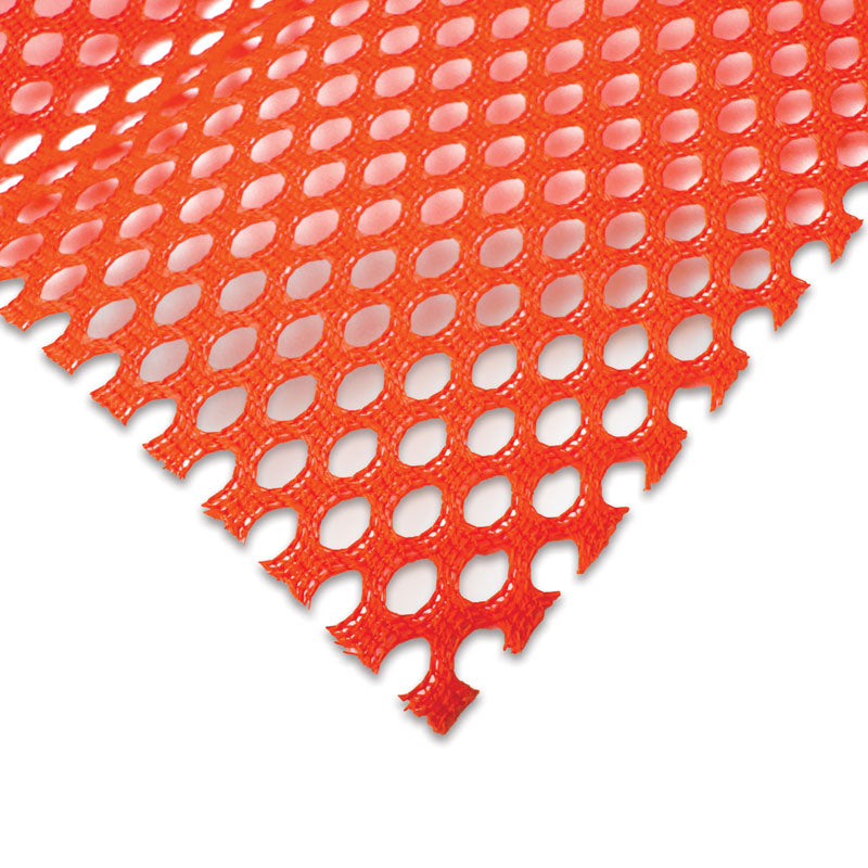 TS8304 Blaze Orange Heavy Haul Polyester Jersey Transport Flags Mounted on Wooden Dowel (18 in x 18 in) close up of material