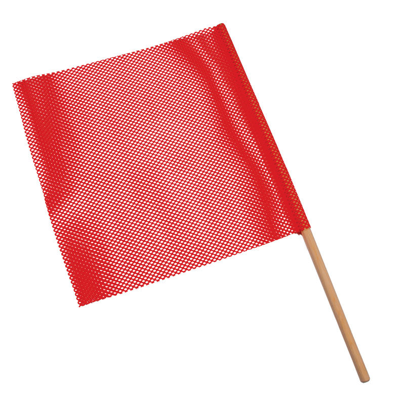 TS8304RD Red Heavy Haul Polyester Jersey Transport Flags Mounted on Wooden Dowel (18 in x 18 in)