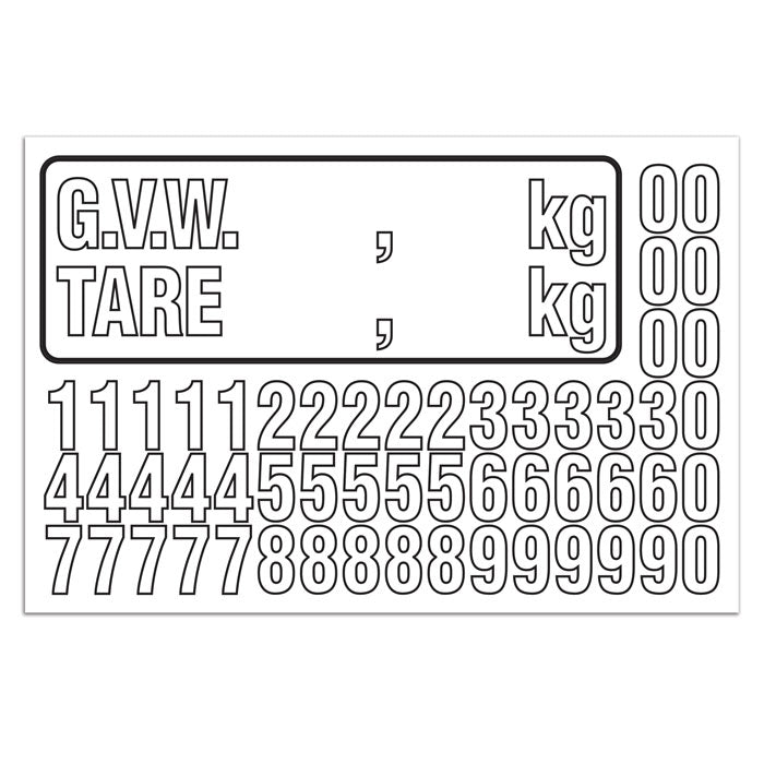 TS8350V G.V.W. (Gross Vehicle Weight) Truck Numbering Kit