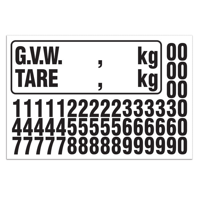 TS8351V G.V.W. (Gross Vehicle Weight) Truck Numbering Kit